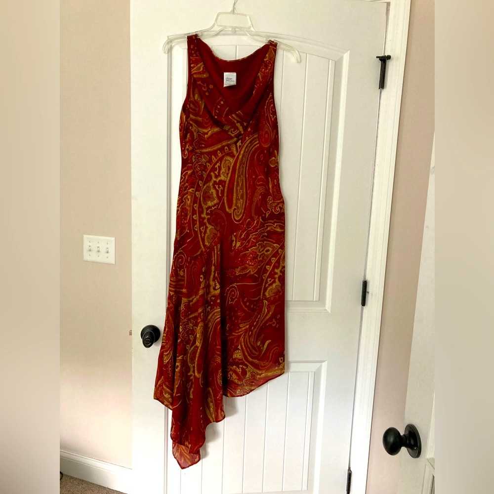 Asymmetrical Giorgio Fiorlini Burgandy and Gold dress